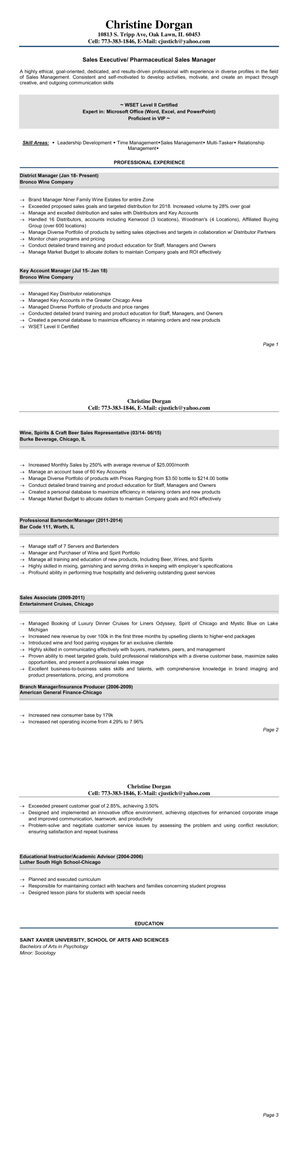 Christine Dorgan Resume - Career Growth