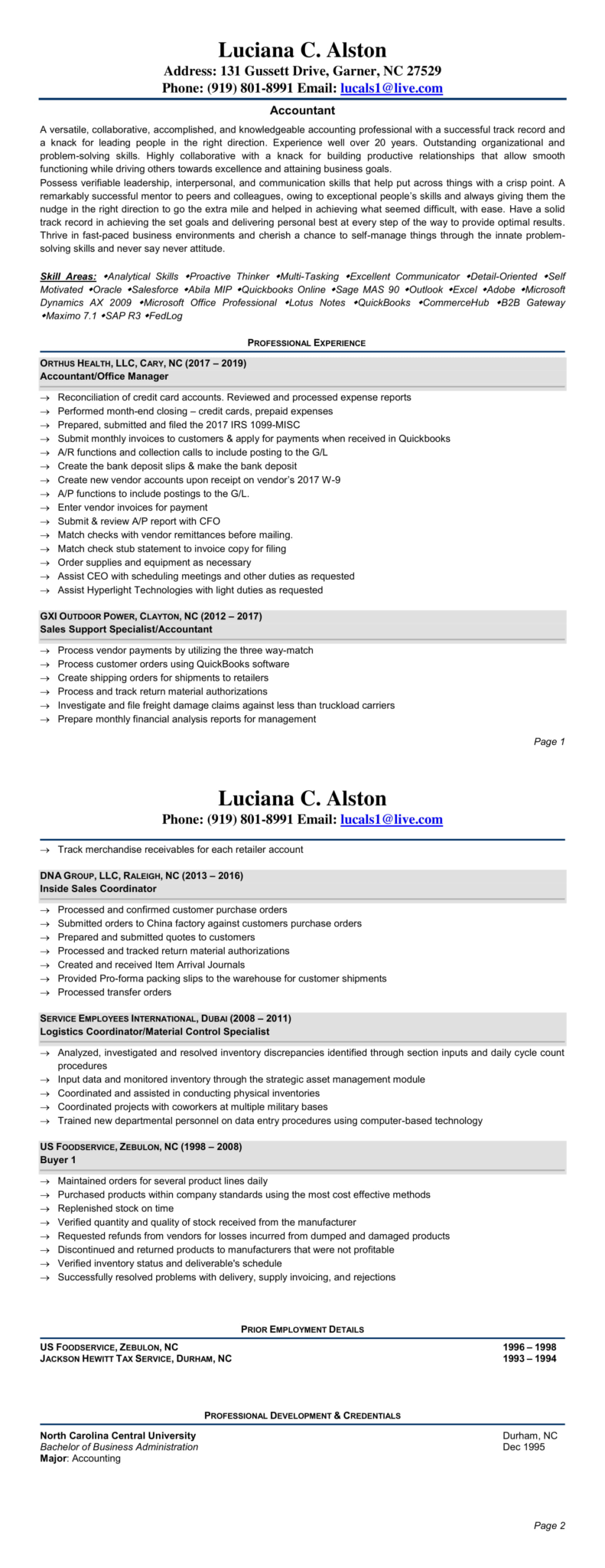 Lucy Alston Resume - Career Growth