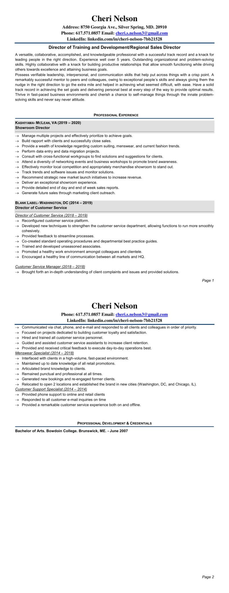 Cheri Nelson Resume - Career Growth