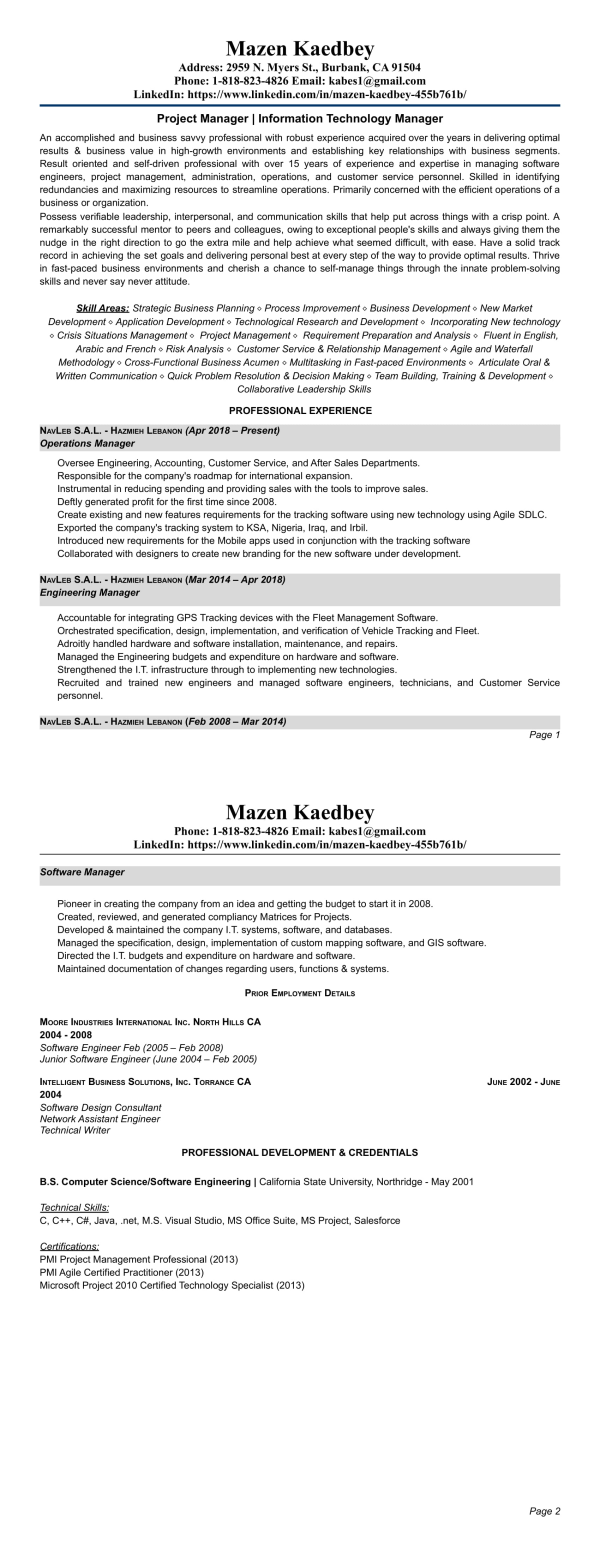 Mazen Kaedbey Resume - Career Growth