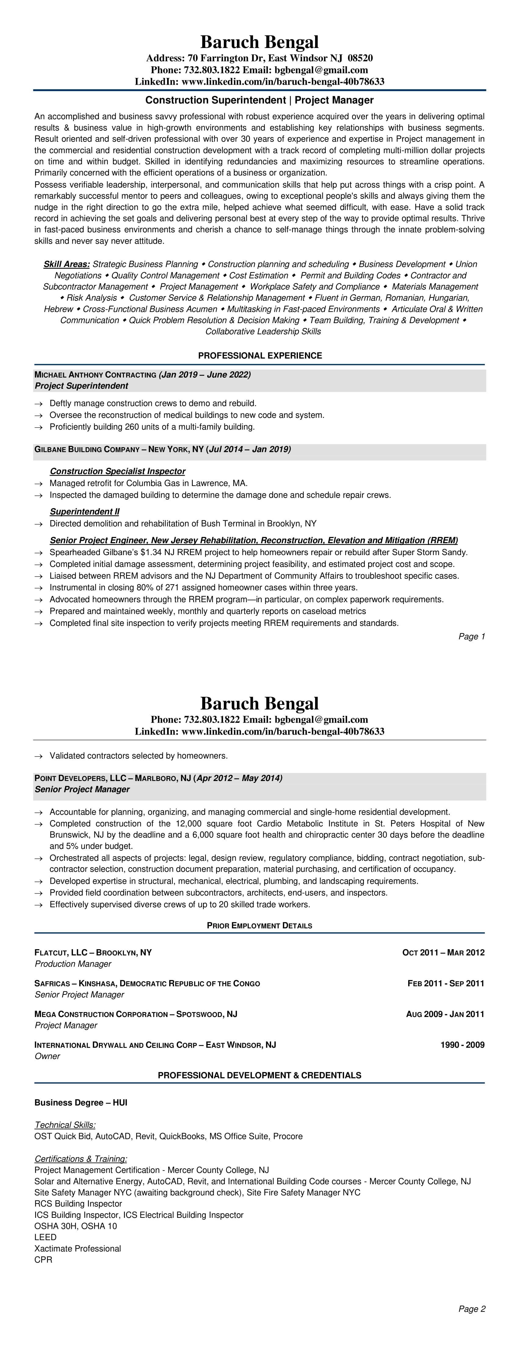 baruch resume writing guide