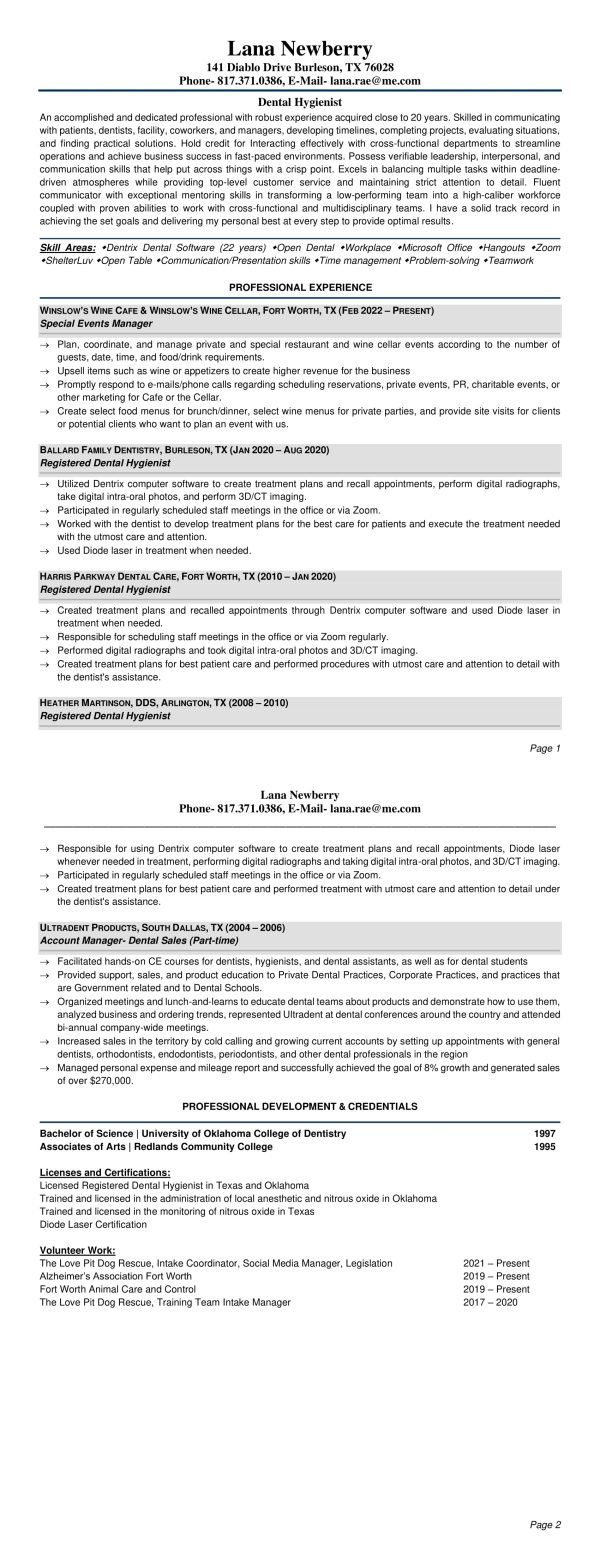 Lana R Newberry Resume - Career Growth